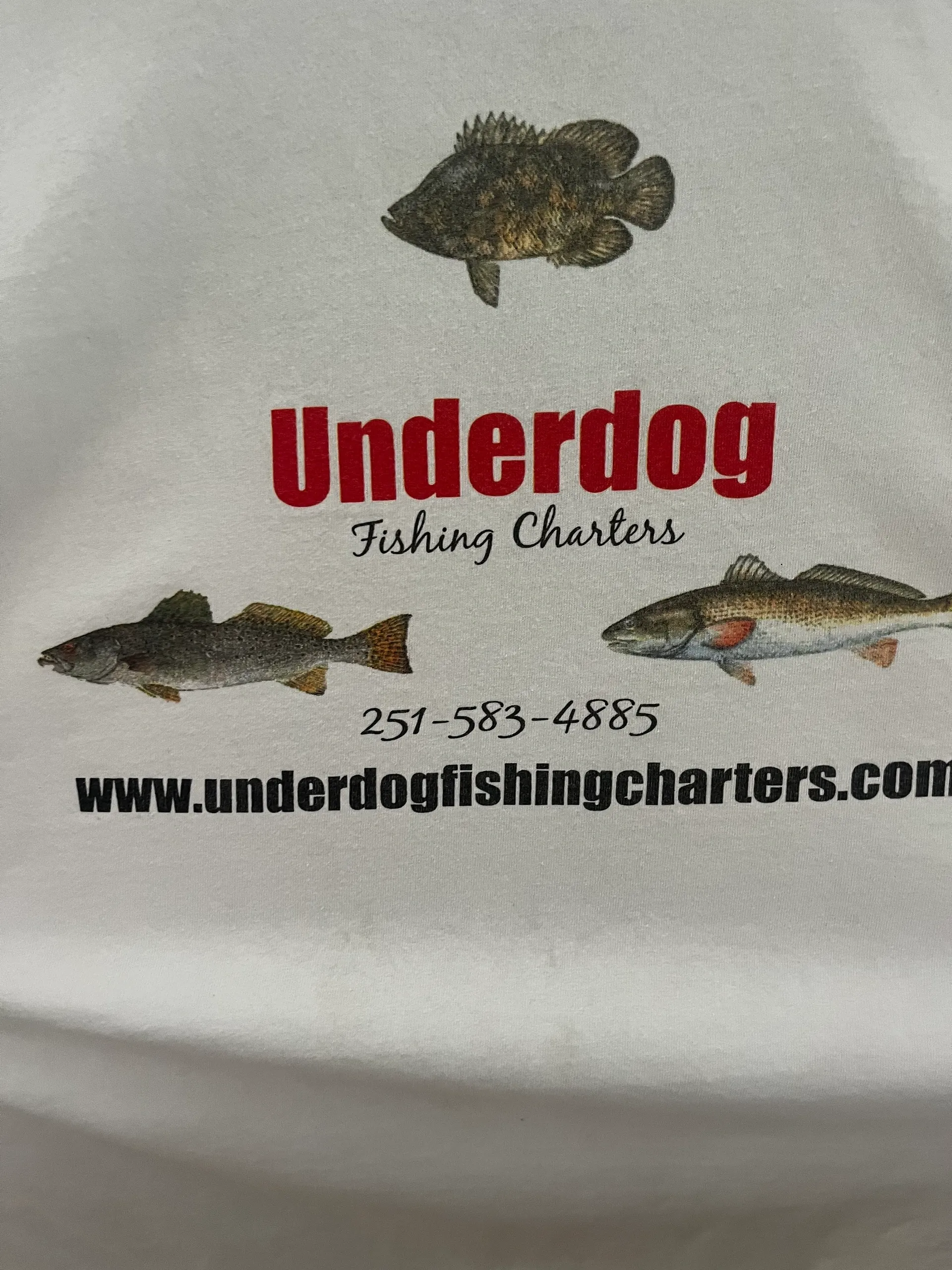 Fishing charter shirt with fish illustrations